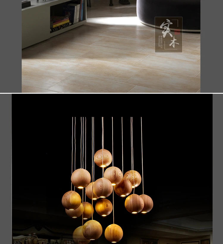Solid Wood Creative Art Pendant Light
