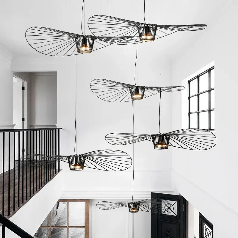 French Designer Hat-like Pendant Light Ceiling Chandelier Suspension Lamp Hanging Fixture for Living Dining Room Bedroom