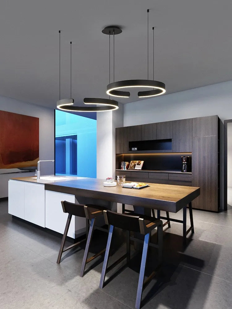 Modern Minimalist Semicircular Ring Led Chandelier For Lighting Living Dining Room Pendant Light Bedroom Hanging Lamp Luminarias