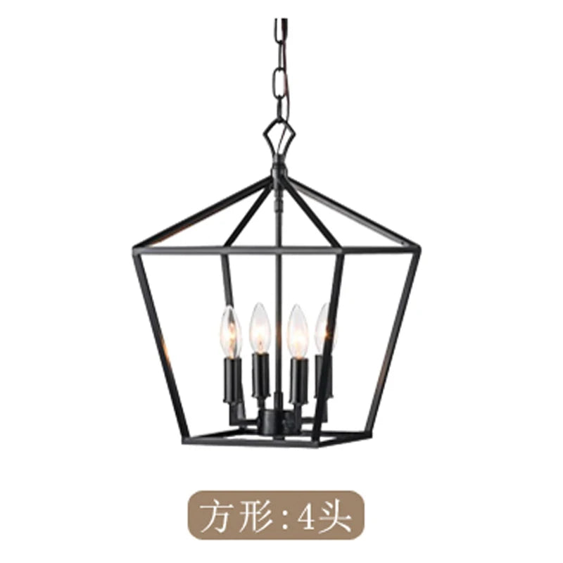 Nordic Designer Dining Room Lamp Rectangular Creative Simple Plain Industrial Style Black Living Room Bedroom Candle Chandelier