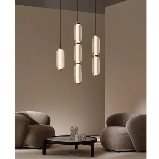 Postmodern minimalist long glass pendant lamp Restaurant bedside light American retro exhibition hall sample room pendant lamp