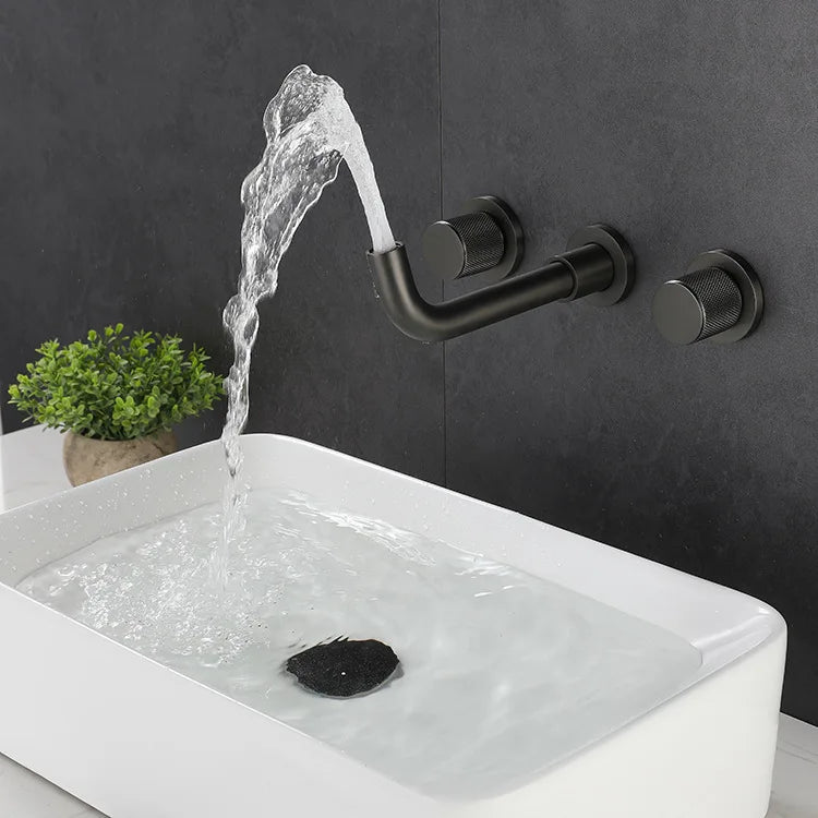 Bathroom Faucet Brushed Gold Bathroom Basin Faucet Cold And Hot Brass Sink Mixer Sink Tap Single Handle Wall Mounted Water Tap