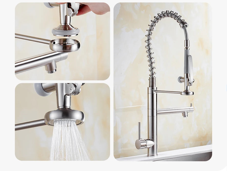 Black Kitchen Faucet Chrome Brass Tall kitchen faucet mixer Sink Faucet Pull Down Spray Single Handle Swivel Spout Mixer Taps