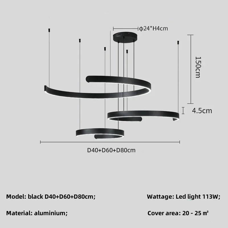 Modern Minimalist Semicircular Ring Led Chandelier For Lighting Living Dining Room Pendant Light Bedroom Hanging Lamp Luminarias