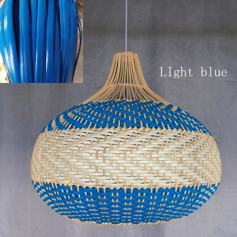 New Rattan Pendant Lights Creative Color Matching Rattan Lamp Chinese Style Luminaire for Dining Room Restaurant Suspension Lamp