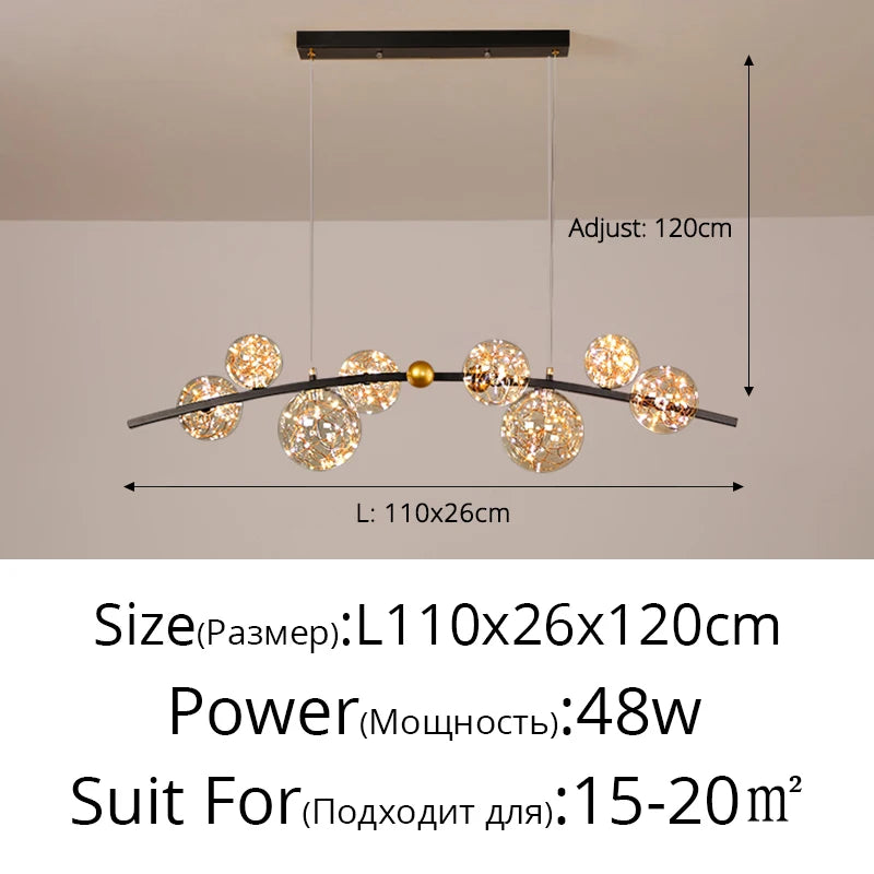 Nordic Clear Glass Ball Long LED Pendant Lamp