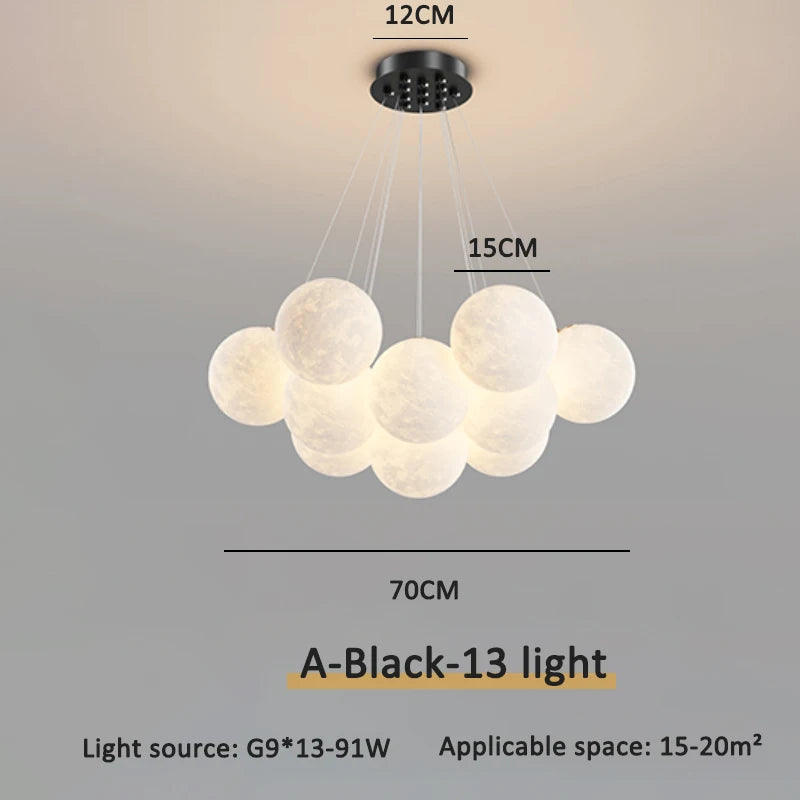 Children Chandelier Lights for Bedroom Living Room Lighting Modern Bubble Pendant Lamps 3D Printing Moon Sconces Remote Control