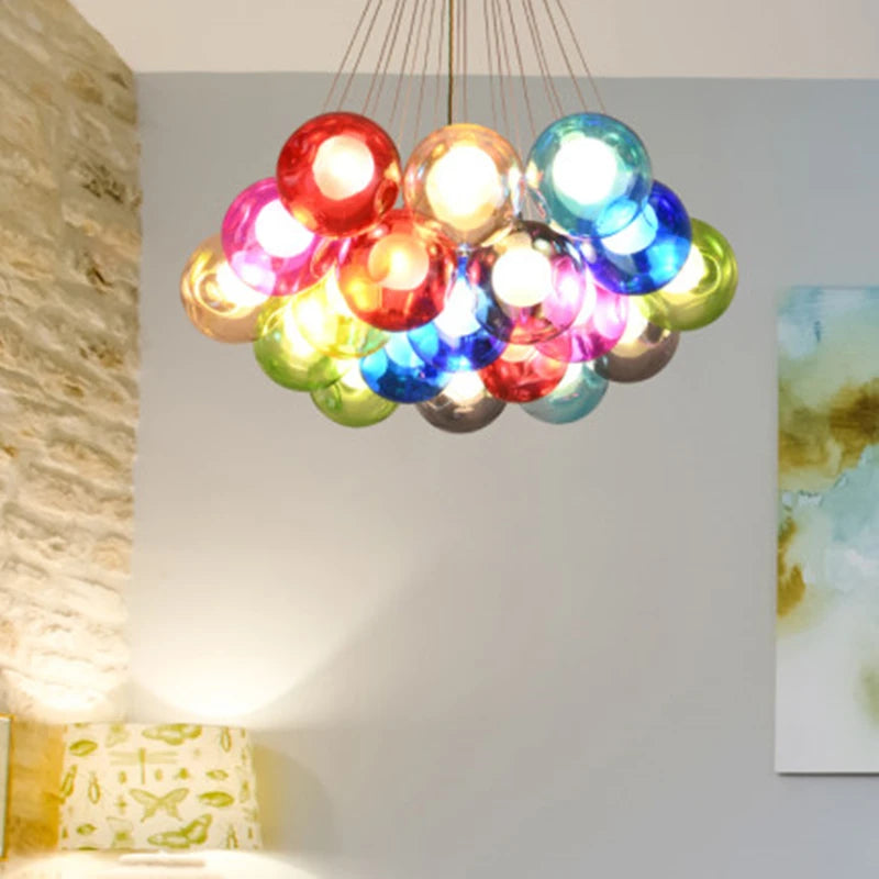 Glass Modern LED Ball Bubble Hanging Lamp