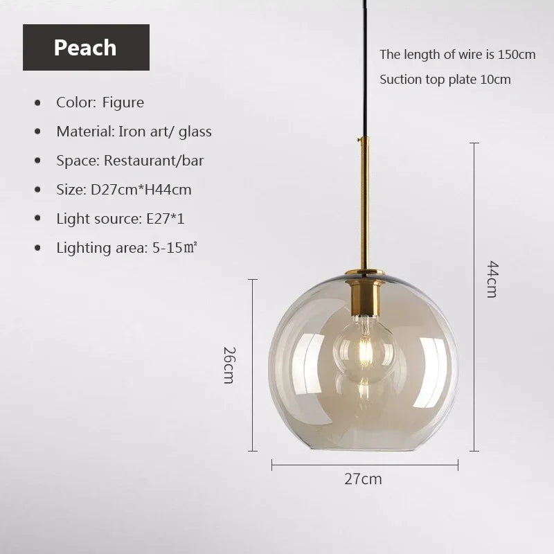 Modern Nordic hanging loft  Glass lustre Pendant Light industrial decor Lights Fixtures E27/E26 for Kitchen Restaurant Lamp