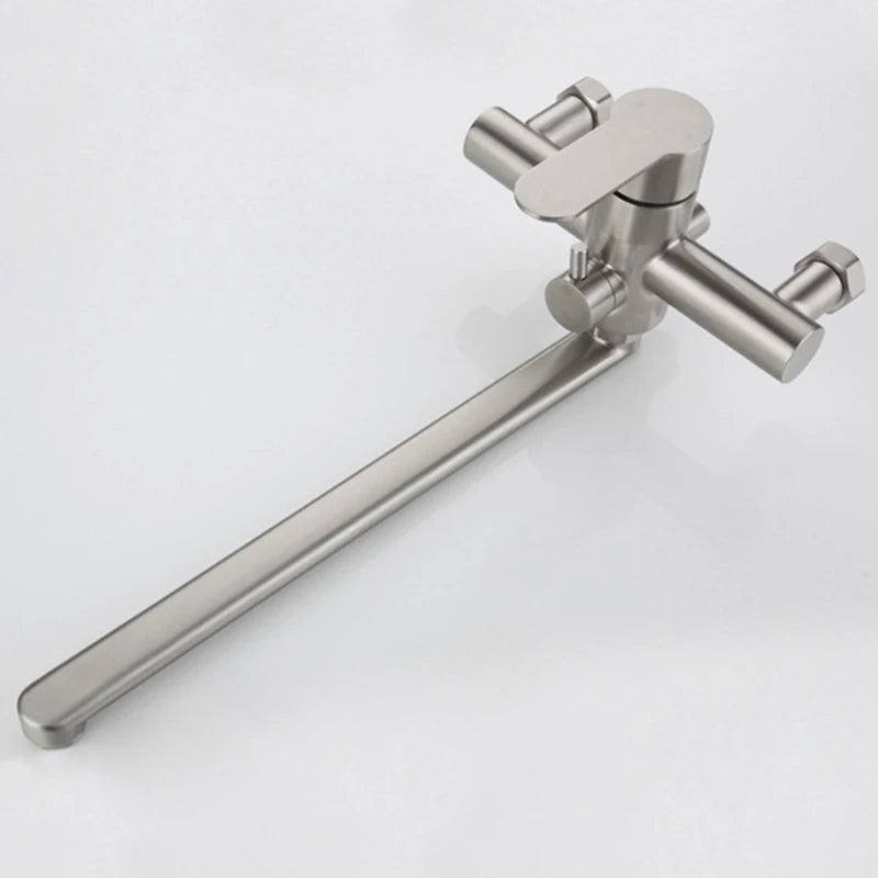 Alenartwater Kitchen Faucet Wall Mounted Rotable Sink Tap Dual Hole Single Handle Cold and Hot Water Mixer