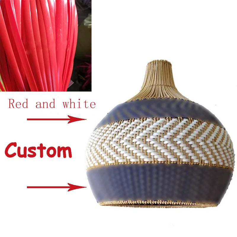 New Rattan Pendant Lights Creative Color Matching Rattan Lamp Chinese Style Luminaire for Dining Room Restaurant Suspension Lamp