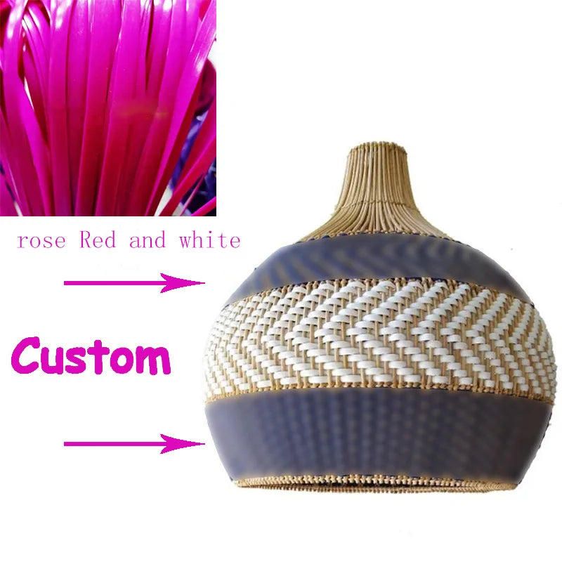 New Rattan Pendant Lights Creative Color Matching Rattan Lamp Chinese Style Luminaire for Dining Room Restaurant Suspension Lamp