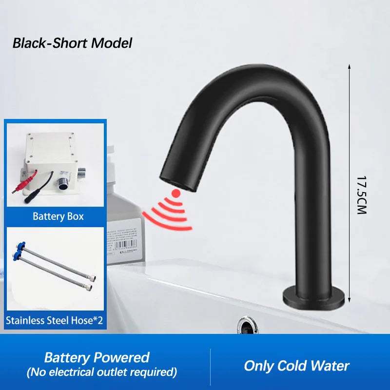 Black Automatic Touch Free Infrared Sensor Bathroom Basin Faucet.Touchless Tapware.Cold Hot Water Mixer Tap.Bathroom Sink Faucet