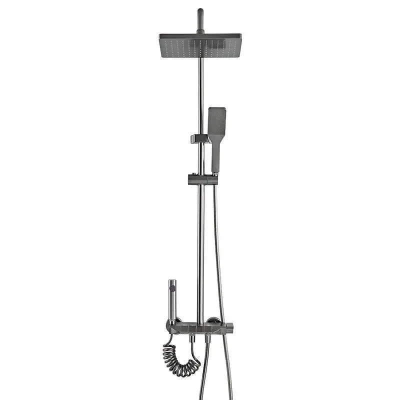 Space Aluminum Shower System Bathroom Shower Set Piano Button Switch Shower Set Bathroom Faucets Shower Head Douche