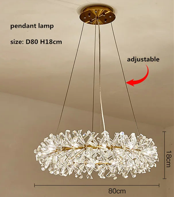 Modern lustre Flower Crystal Chandelier Nordic Luxury Hanging Lamp Indoor Lighting Home Decor For Living Room Bedroom Restaurant