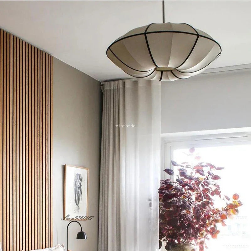 Vintage Danish Pendant Lamp rustic fabric E27 Colth Hanging Light for Living Room dining room Bedroom