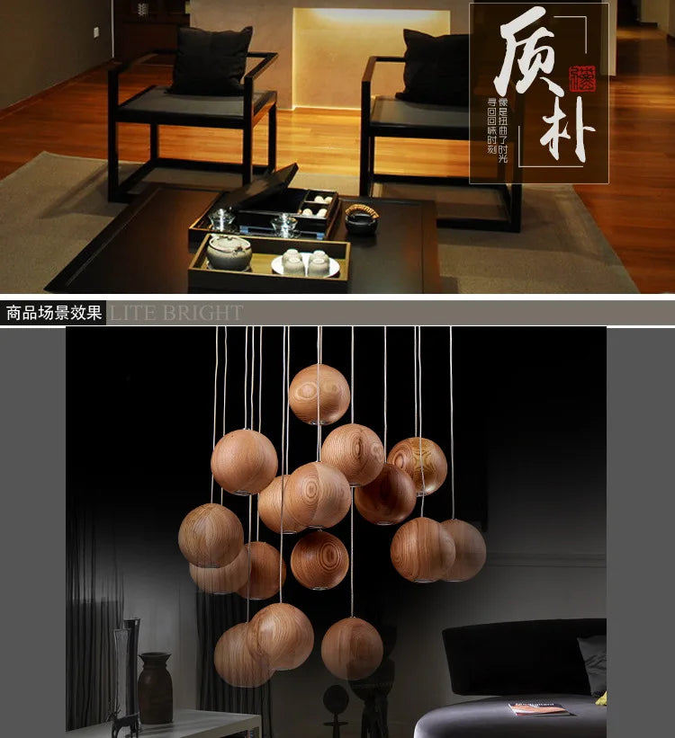 Solid Wood Creative Art Pendant Light