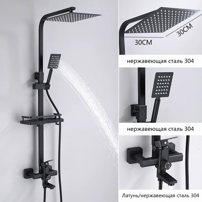 Brass Bathroom Faucet Shower System Shower Faucet Rainfall Shower Set Modern Showers For Bathroom With Shelf Shower System Set