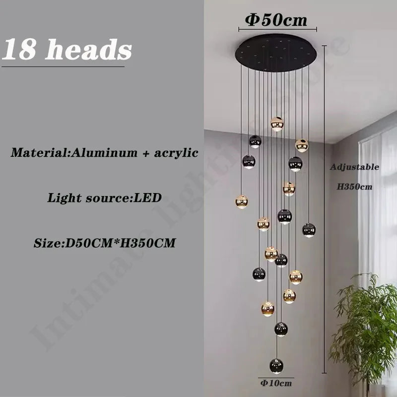 Pendent Lamp Stairs Chandelier lighting Living room Modern Pendant Lights for Kitchen Island Lustre stairs Hanging Ceiling Lamp