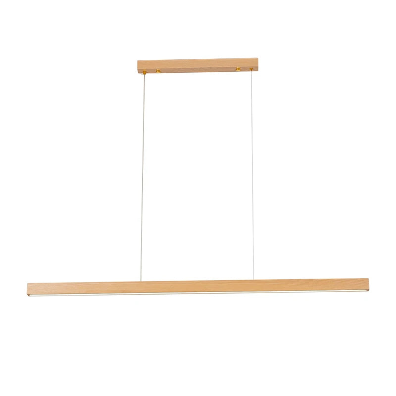 Wooden Pendant Lights Hanging Lamp Modern Table LED Long Linear Light Kitchen Island Lighting for Dining Living Room Office