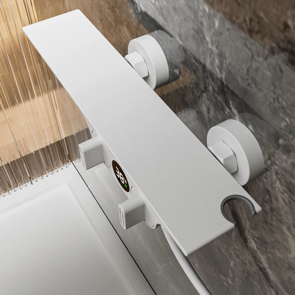 Wall Mounted Bathtub Faucet Two Function Long Large Shelf  Temperature Display Water Flow Generate Electricity