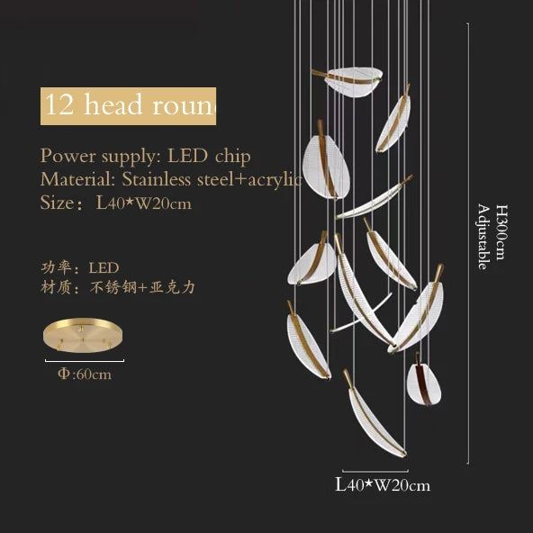 Luxury Modern Minimalist Leaf Art Chandelier