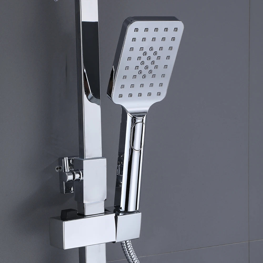 Stainless Steel Shower Faucet Set Rainfall Sliver High Quality All Metal Bathtub  Mixer Tap 4-way With Bidet