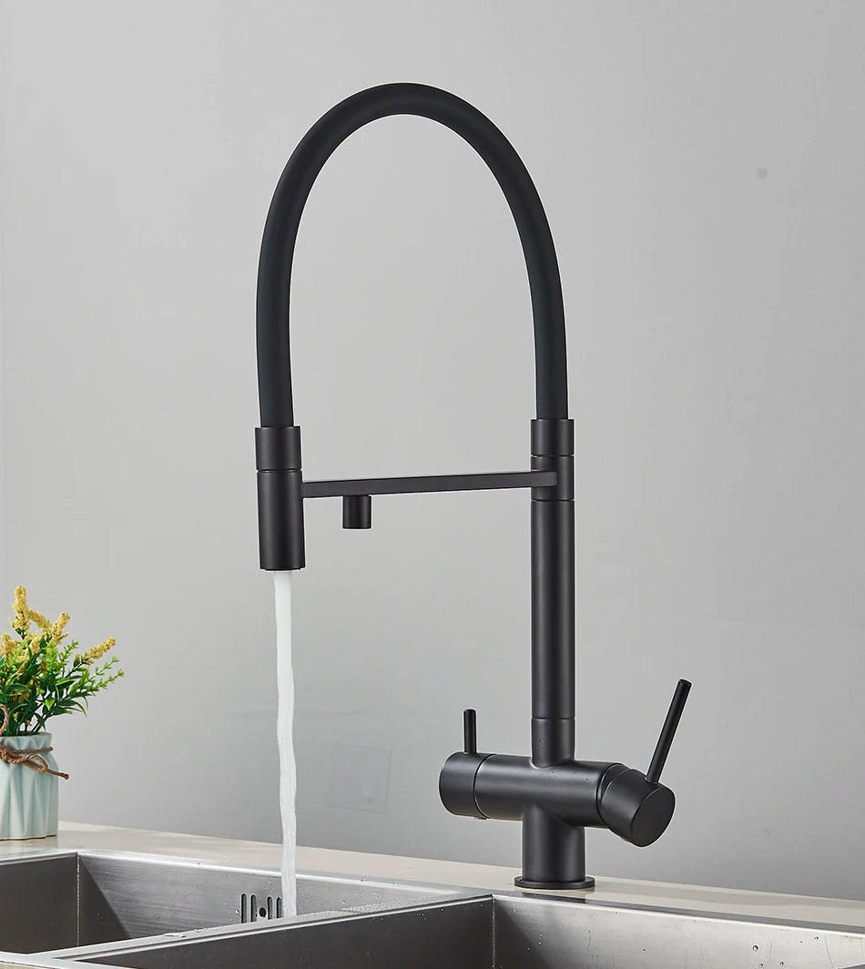 Kitchen Water Filter Faucet Dual Spout Pure Drinking Water Mixer Tap Rotation Water Purification Feature Taps Kitchen Crane