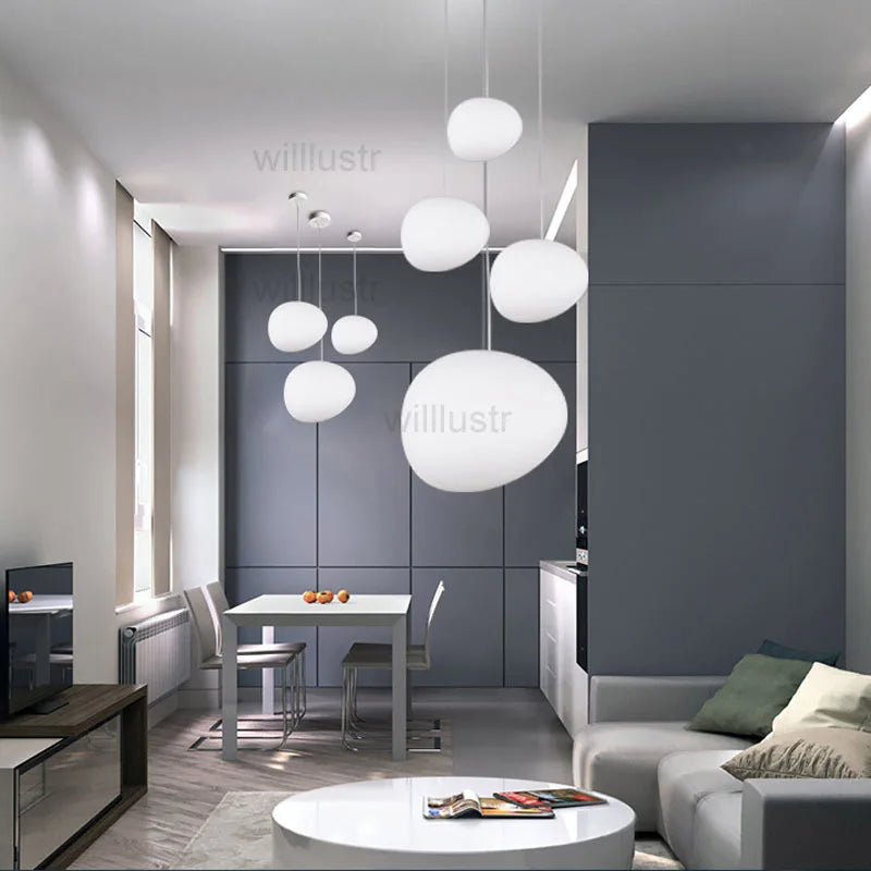 Glass Pendant Lamp Irregular Stonelike Suspension Light Hotel Lobby Mall Hall Villa Stair Living Room Hanging Ceiling Chandelier