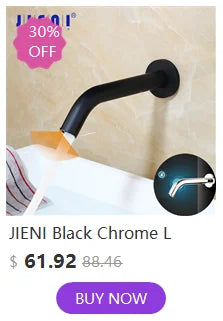 JIENI Black Chrome Lavatory Bathroom Faucet Wall Mount Sensor Faucet Automatic Free Touch Sensor Bathroom Sink Mixer Tap Faucet