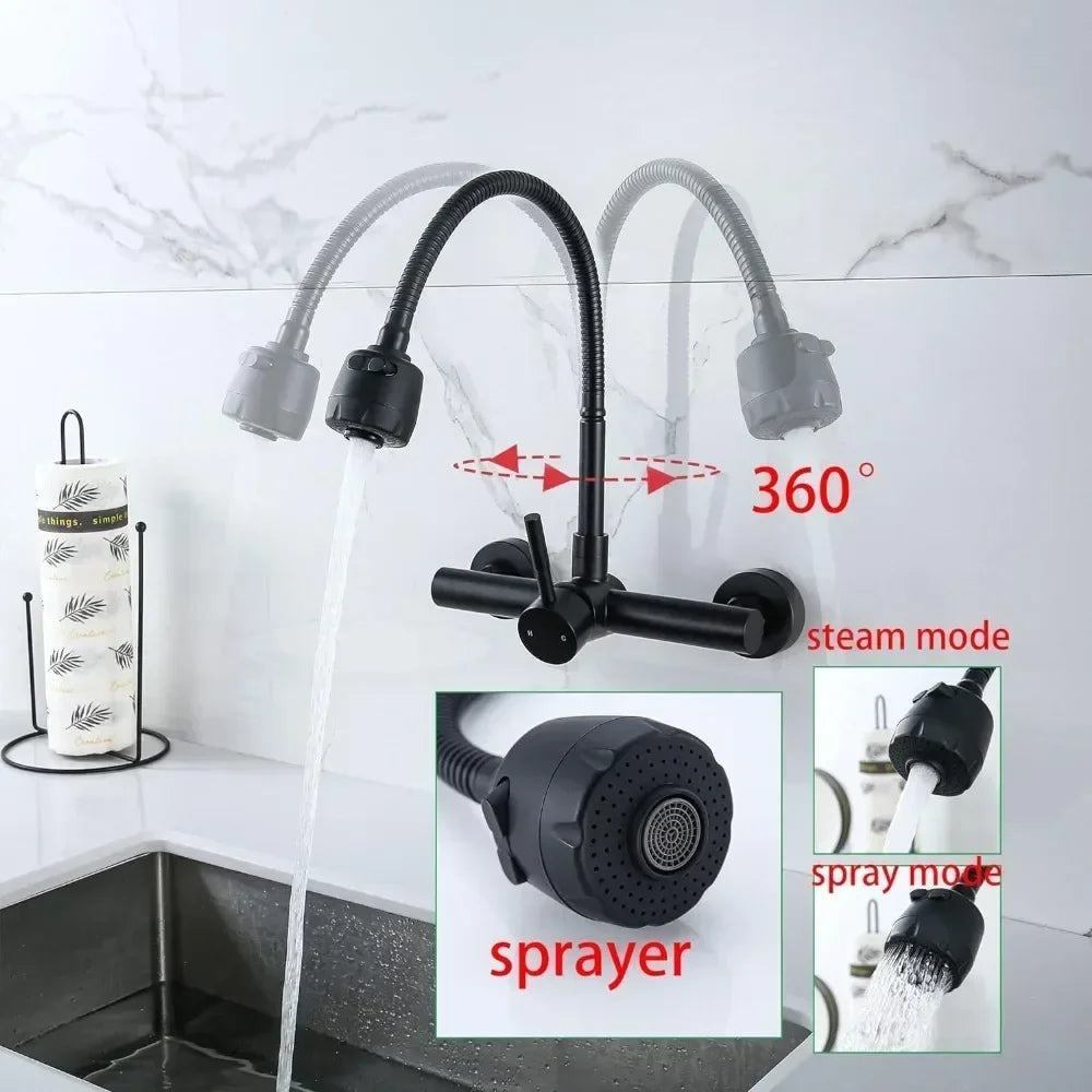 Kitchen Faucet Hot and Cold Water Household Wall Mounted Tap Bathroom Faucet Shower Faucet Bathroom Accessories