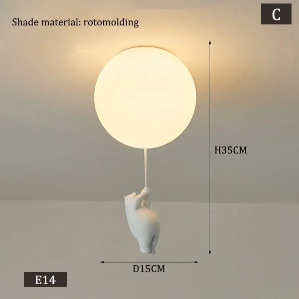 Designer Polar Bear Cartoon Pendant Chandelier for Kid Children Kindergarten Living Room Environment-friendly Resin LED Lamp