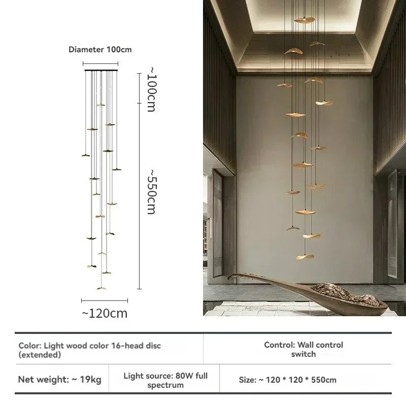Designer Chinese Log Craft Chandelier