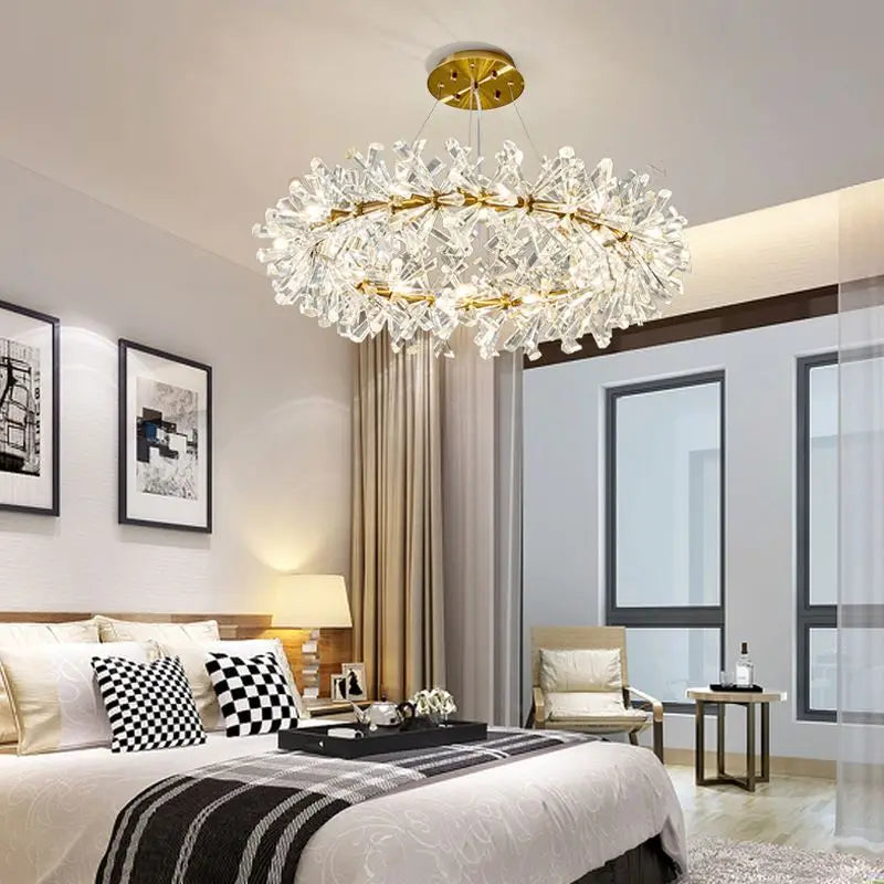 Modern lustre Flower Crystal Chandelier Nordic Luxury Hanging Lamp Indoor Lighting Home Decor For Living Room Bedroom Restaurant