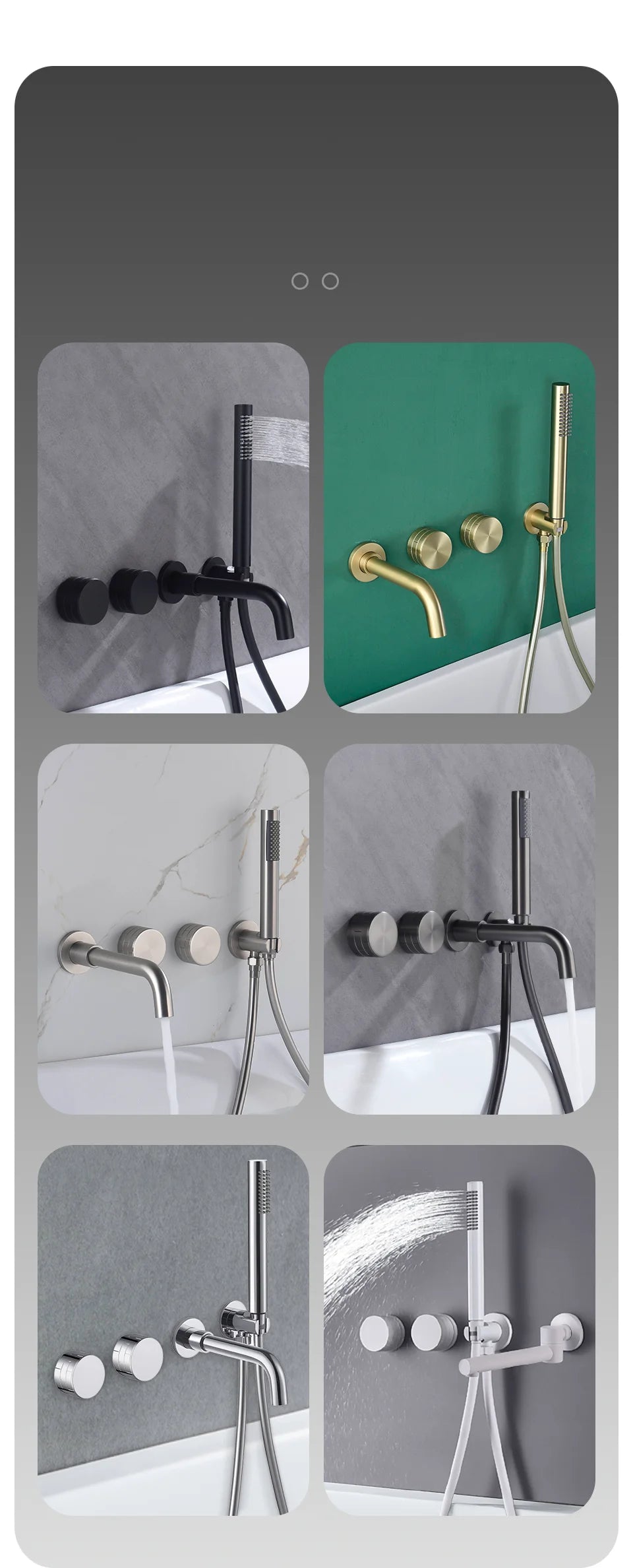 Bathroom Shower Faucet Set Black Mixer Valve Brushed Gold Solid Brass Hand Bath Tub Spout Two Ways Hot Cold Mixing Kit White