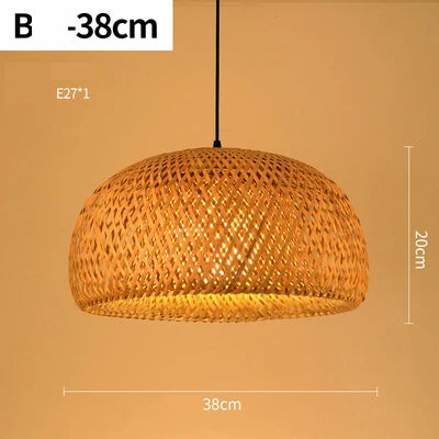 Round Handmade LED Bamboo-Rattan Chandelier