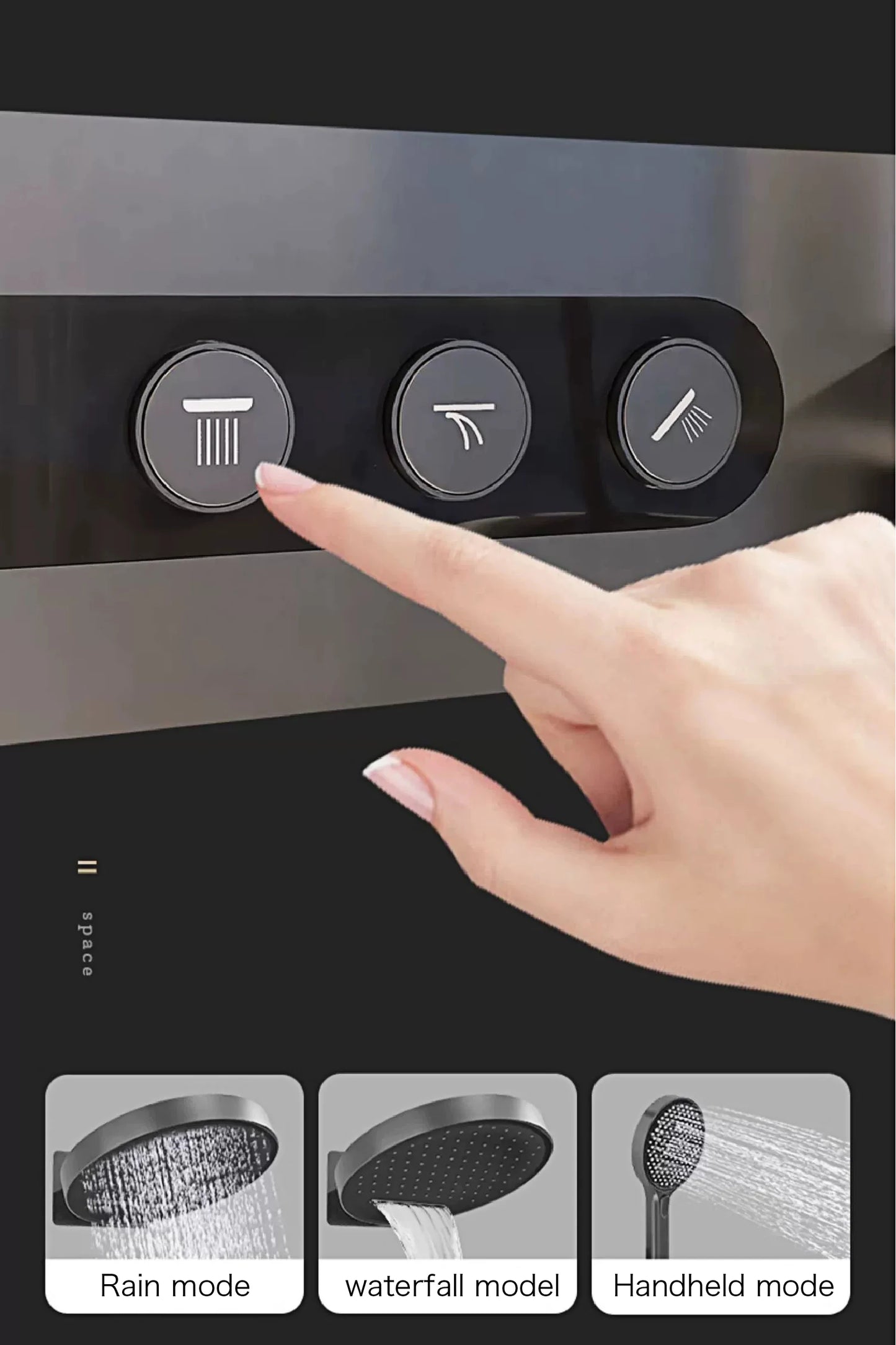 Luxury round gun gray brass shower system intelligent digital display with four functions cold and hot dual control shower Tap