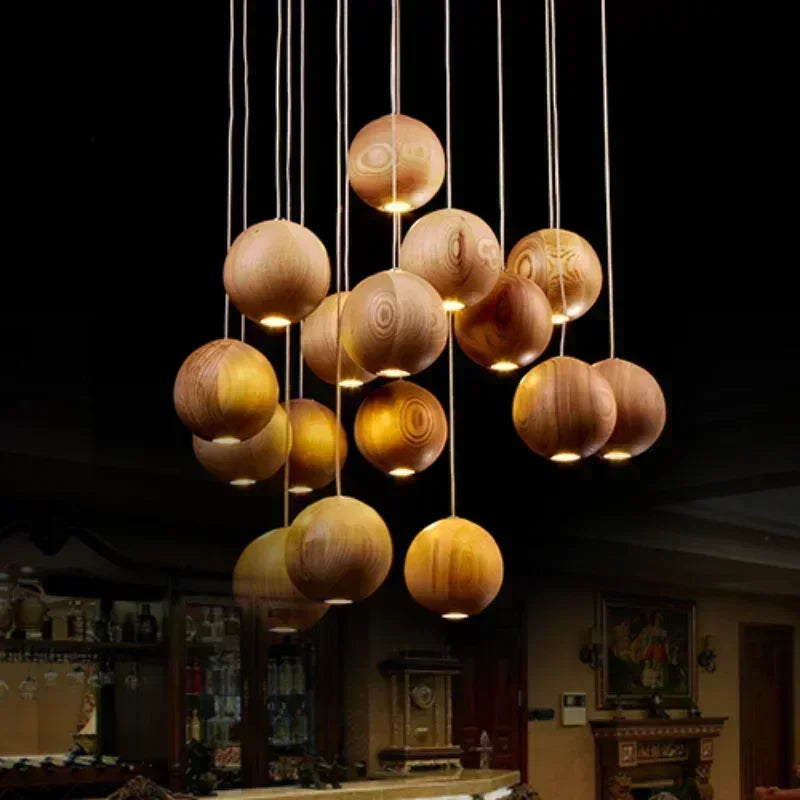 Solid Wood Creative Art Pendant Light