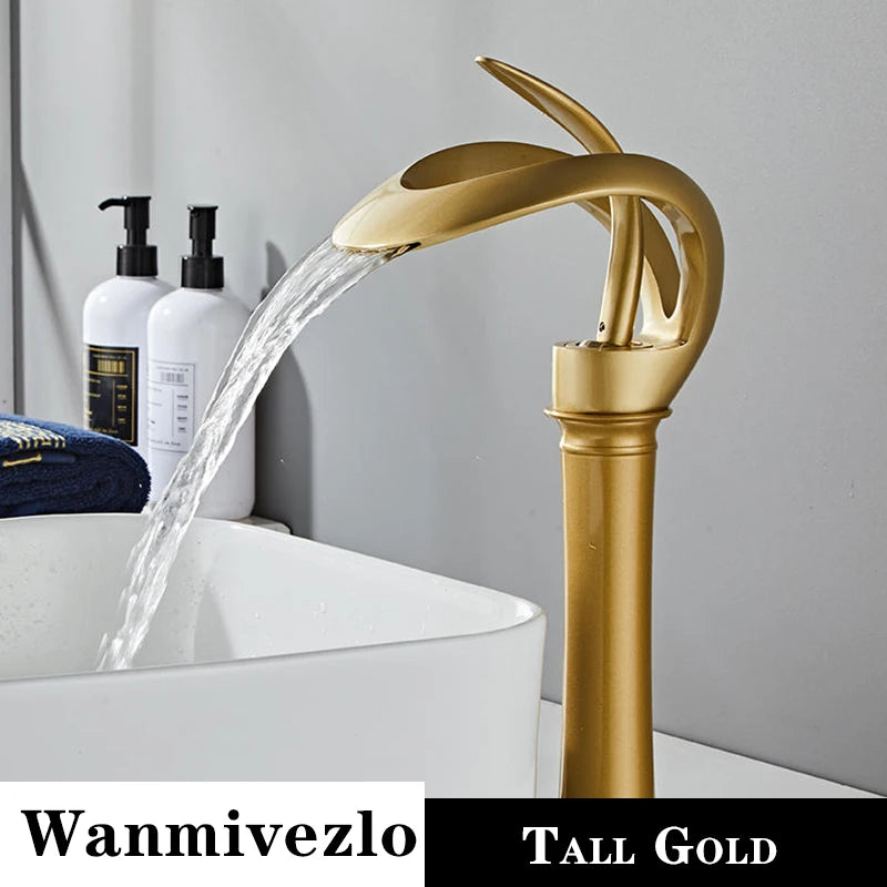 Creative Bathroom Basin Sink Faucet Brass Deck Mounted Single Handle Single Hole Stream Sprayer Cold Hot Water Mixer Bath Tap