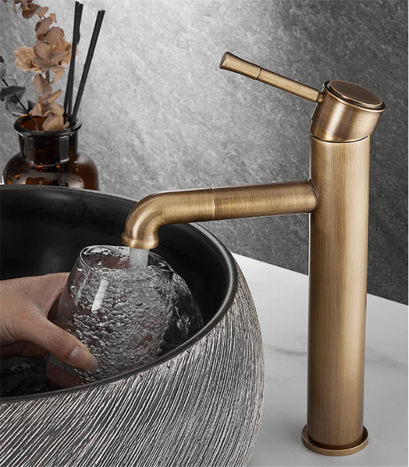 Antique Bronze Basin Faucets Bathroom Faucet Hot & Cold Brass Bathroom Sink Faucet Rotating Lavotory Faucet  Mixer Water Tap