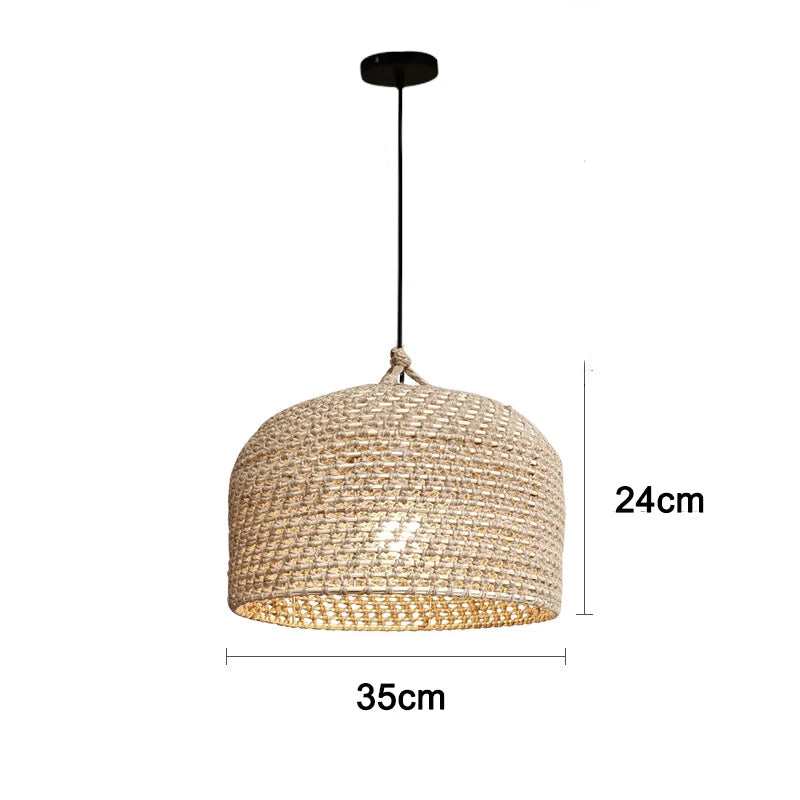 Asian Style Vintage Hemp Rope Pendant Light