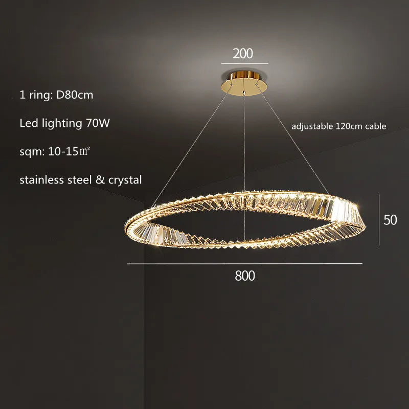Modern Gold Ring Remote Dimmable Luxury Pendant Light
