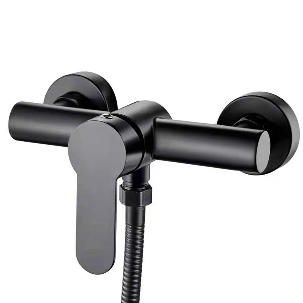Bathroom Shower Faucet Triple Bathtub Faucet Black Wall Mounted Stainless Steel Hot And Cold Water Mixer Valve Nozzle Tap