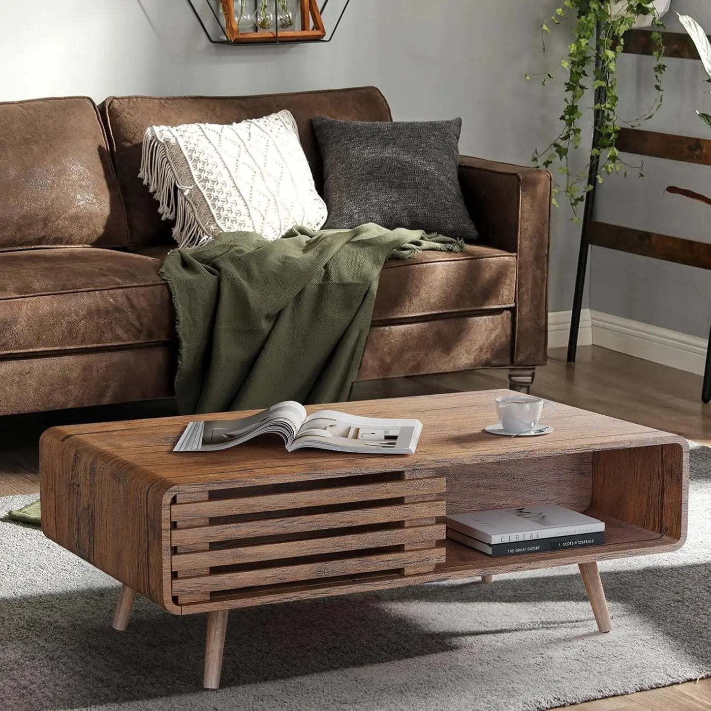 Mid Century Modern Coffee Table with Storage