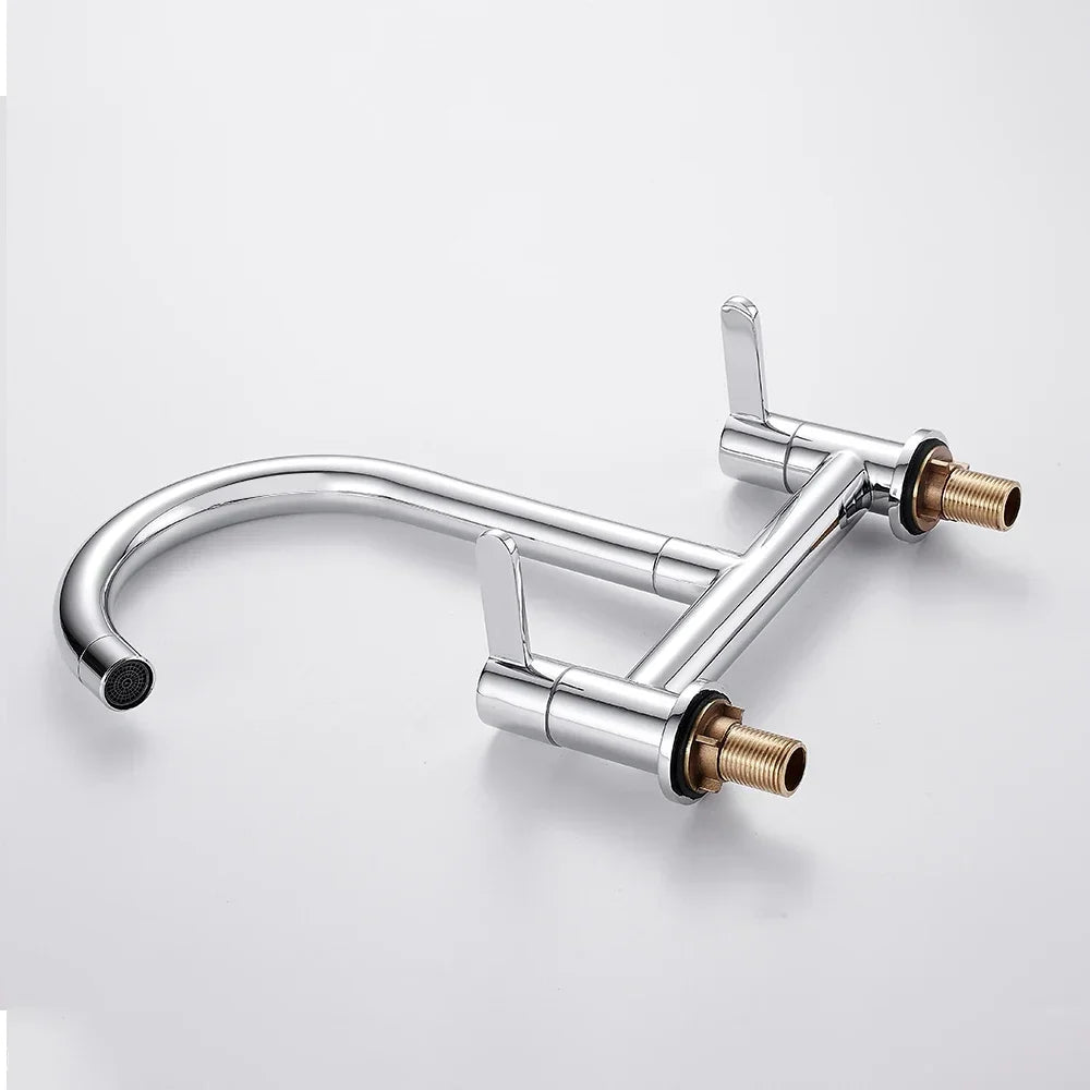 Kitchen Faucet Modern Double Handles Sink Tap 360° Swivel Spout Mixing Faucet Brass Bathroom Faucet for  Sink Deck Mounted