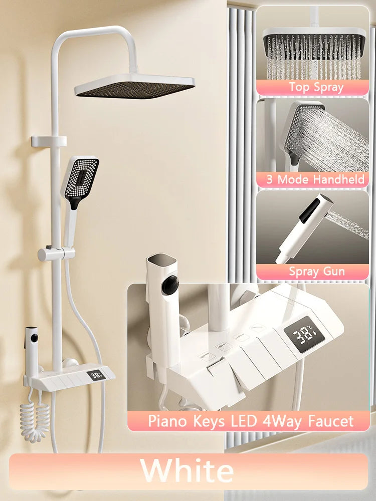 Black or Brass 4 Way Shower System Set
