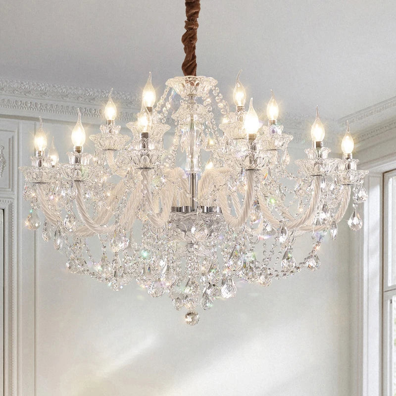 Luxury European Led Crystal Pendant Lights Living Room Lighting Decorate Chandelier Indoor Hotel Villa Hanging Lights Fixture