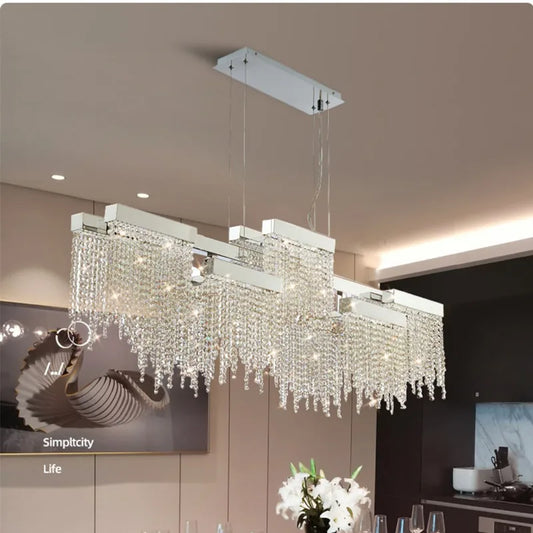 Postmodern Luxury K9 Crystal Chandelier Led G9 Chrome Steel  Chandelier Dining Room Living Room Home Hanging Lighting Fixtures