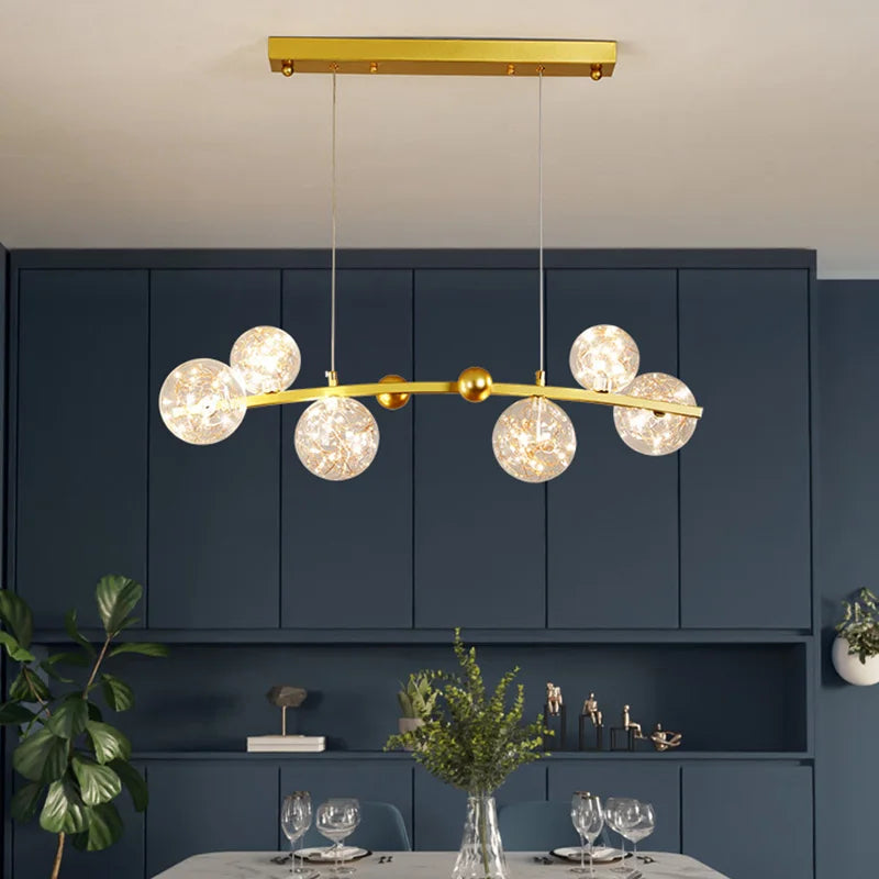 Nordic Clear Glass Ball Long LED Pendant Lamp