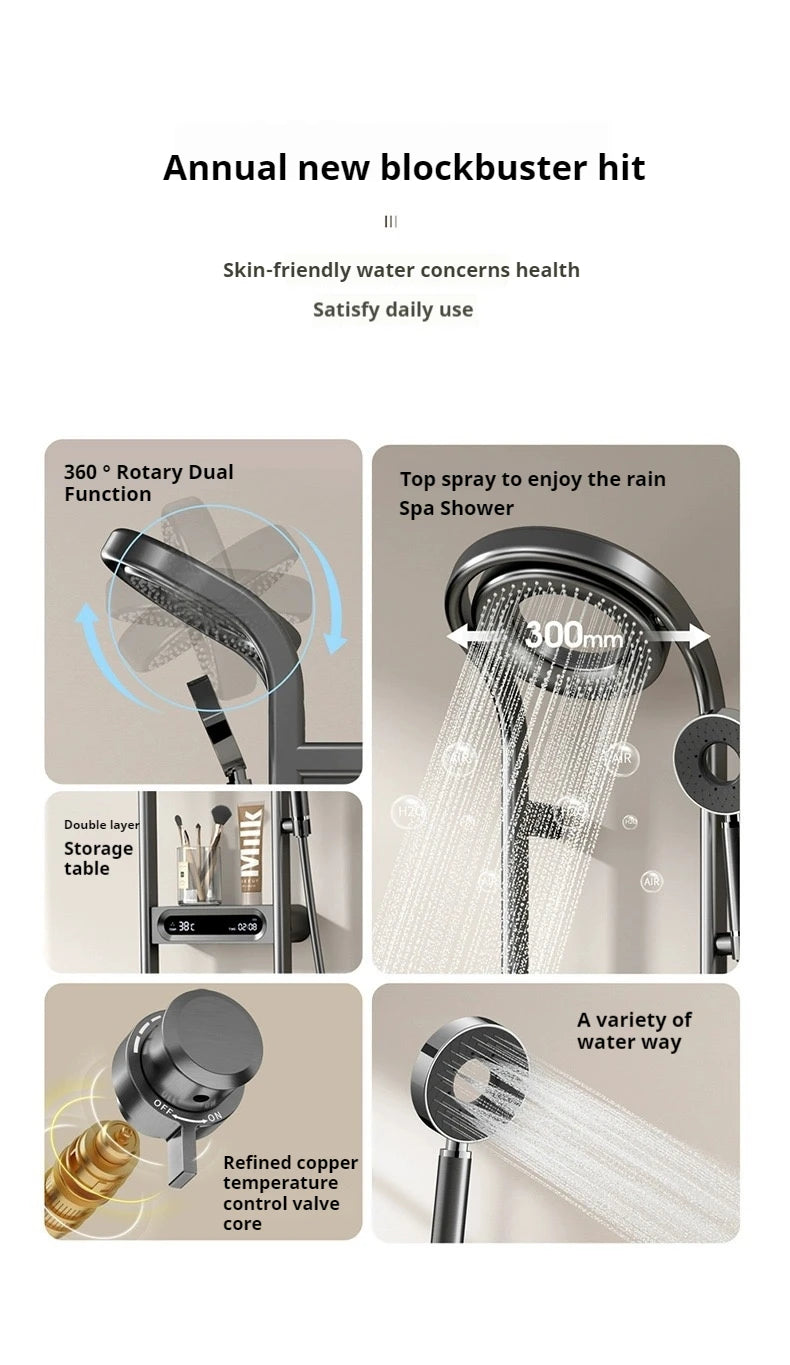 Smart Shower Set with Digital Display LED Atmosphere Light